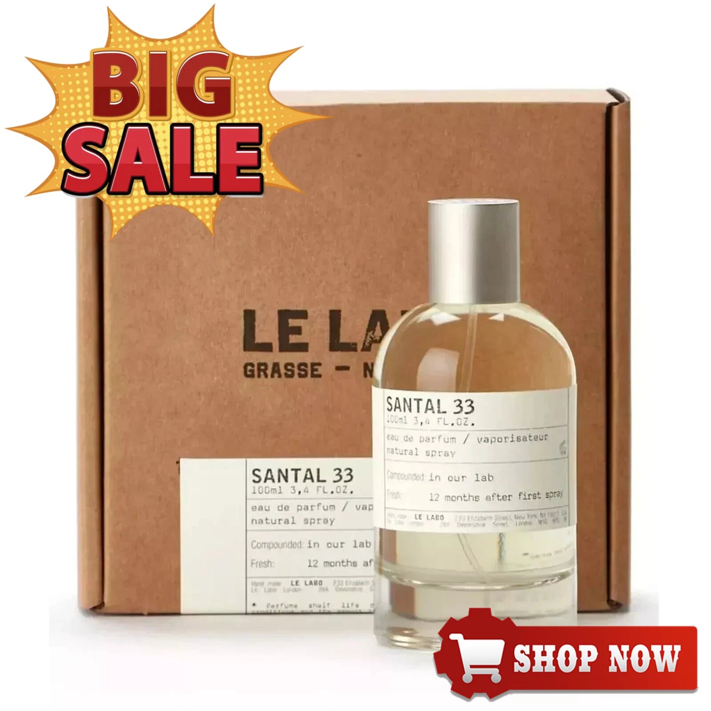 Le Labo Santal 33 Eau de Parfum Spray 3.4 Oz / 100 ML For Unisex